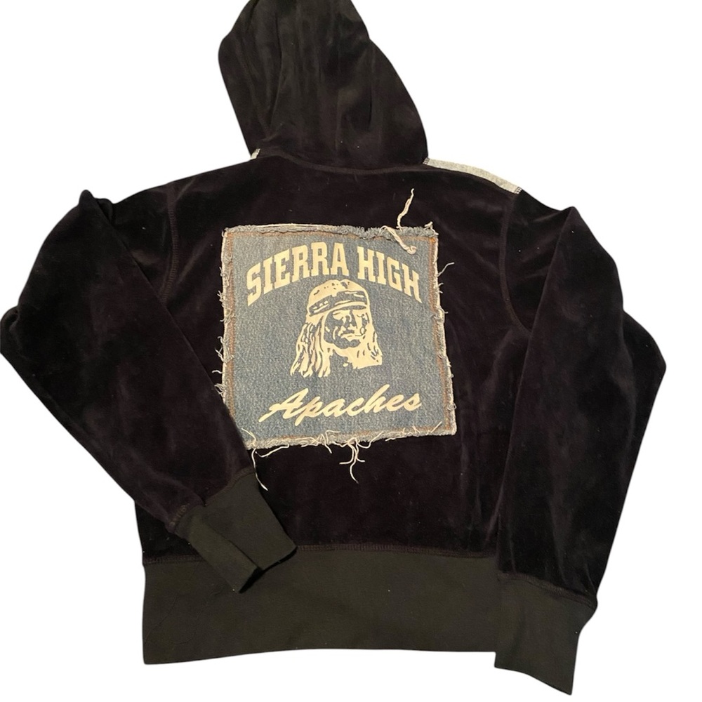 RILEY vintage Y2K black velour zip jacket hoodie